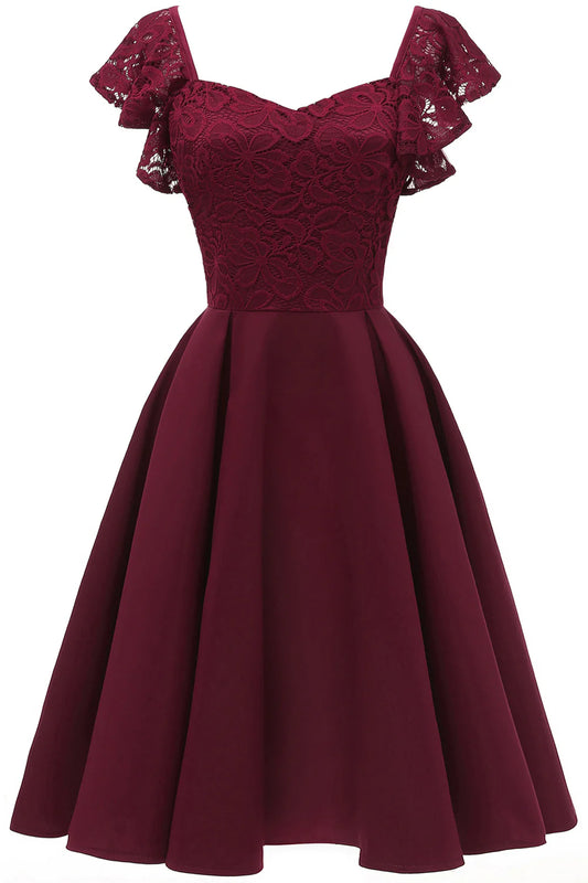 Sweetheart Burgundy Cocktail Party Dress