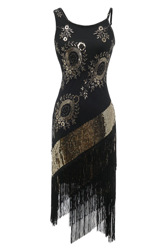 Black Fringe Seuqins Gatsby Dress