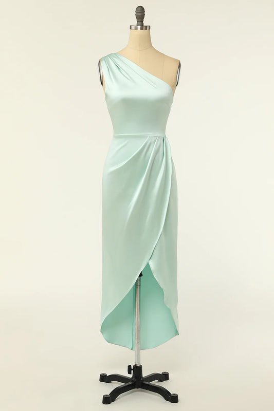 Sheath One Shoulder Sage Bridesmaid Dress