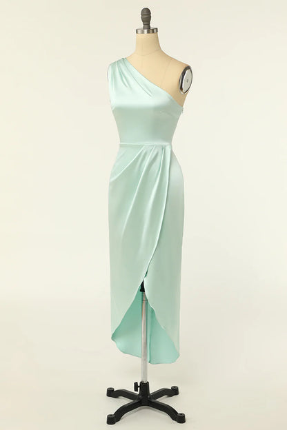 Sheath One Shoulder Sage Bridesmaid Dress