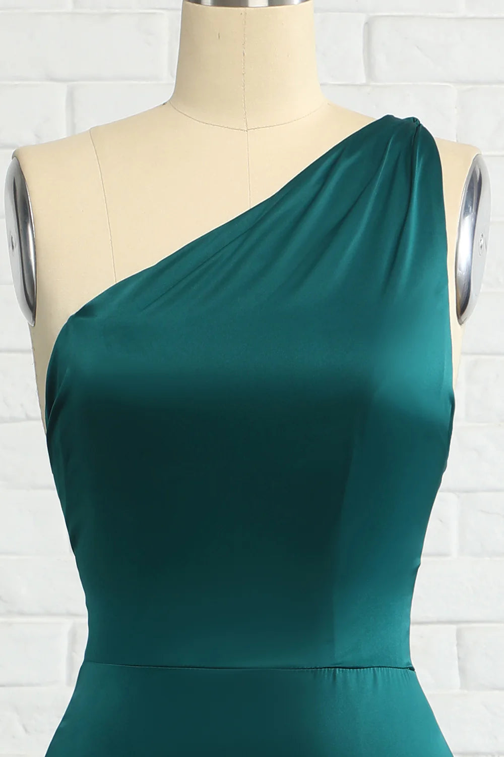 Mermaid One Shoulder Dark Green Long Bridesmaid Dress