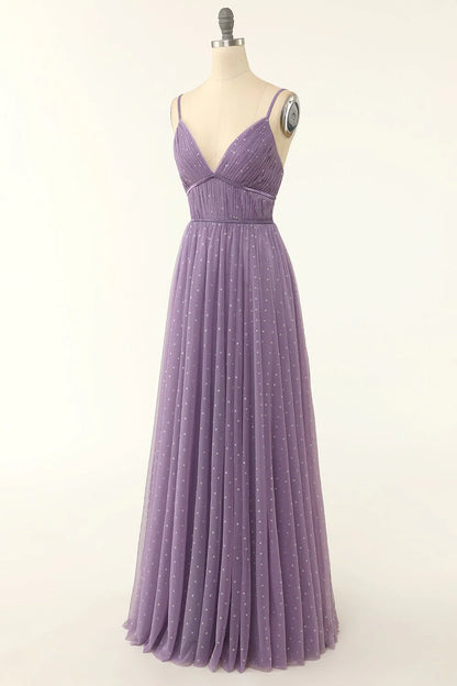 A Line Long Bridesmaid Dress with Ruffles