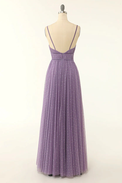 A Line Long Bridesmaid Dress with Ruffles