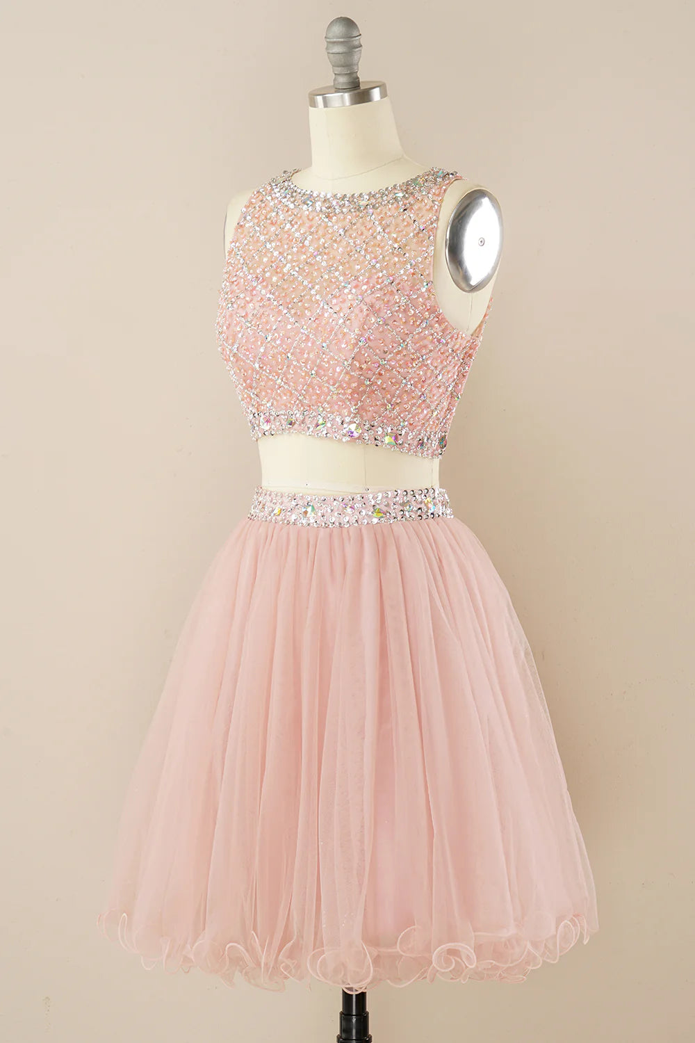 Blush Beading Short Homecoming Dress