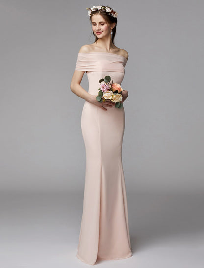 Mermaid / Trumpet Bridesmaid Dress Strapless Sleeveless Backless Floor Length Chiffon with Sash / Ribbon / Pleats