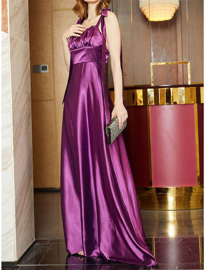 Women's Prom Dress Party Dress Cocktail Dress Long Dress Maxi Dress Pink Wine Blue Sleeveless Pure Color Ruched Spring Fall Winter Square Neck Fashion Winter Dress Birthday Evening Party