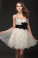 A-Line/Princess Sweetheart Beading Sleeveless Short Organza Cocktail Dresses