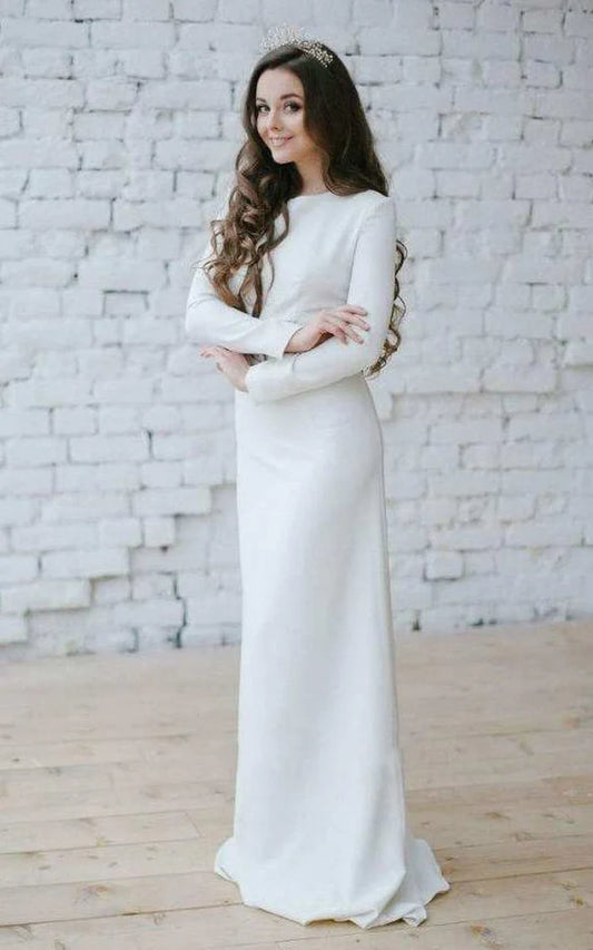 Buyishang Bateau Long Sleeve Mermaid Dress With Appliqued Waist