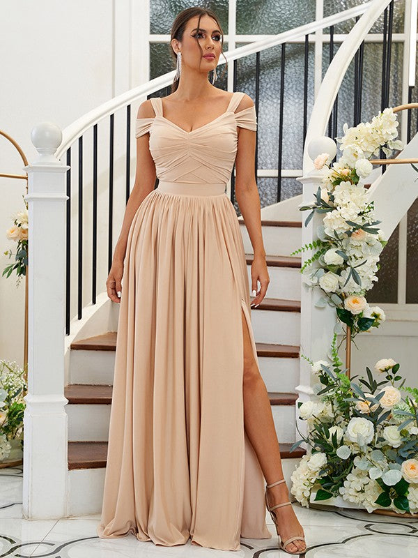 A-Line/Princess Jersey Ruffles Sweetheart Sleeveless Floor-Length Bridesmaid Dresses