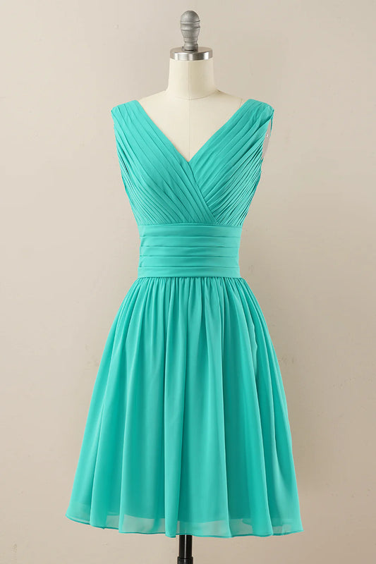 Green Chiffon Midi Bridesmaid Dress