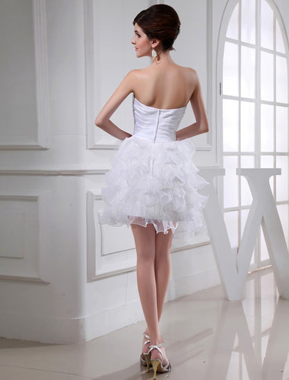 A-Line/Princess Beading Sweetheart Sleeveless Short Satin Organza Cocktail Dresses