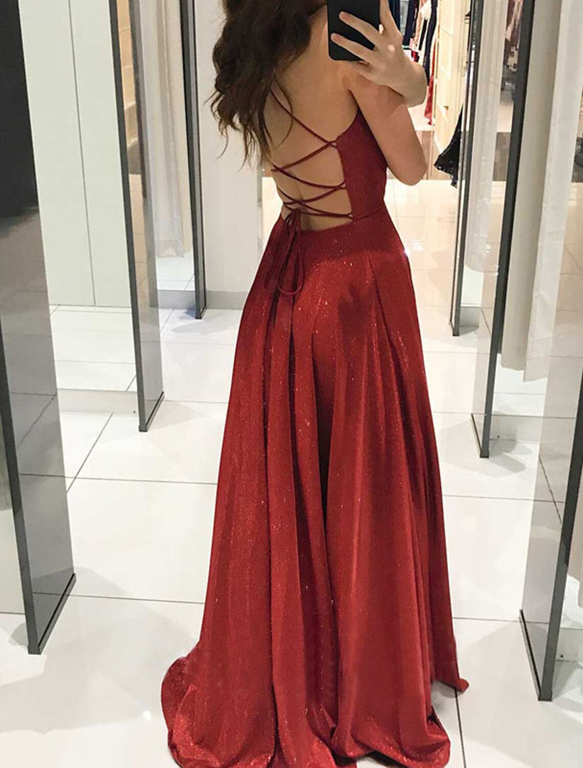 Women‘s Prom Party Dress Maxi long Dress Blue Red Beige Sleeveless Pure Color Backless Spring Summer Deep V Party Stylish Elegant Party