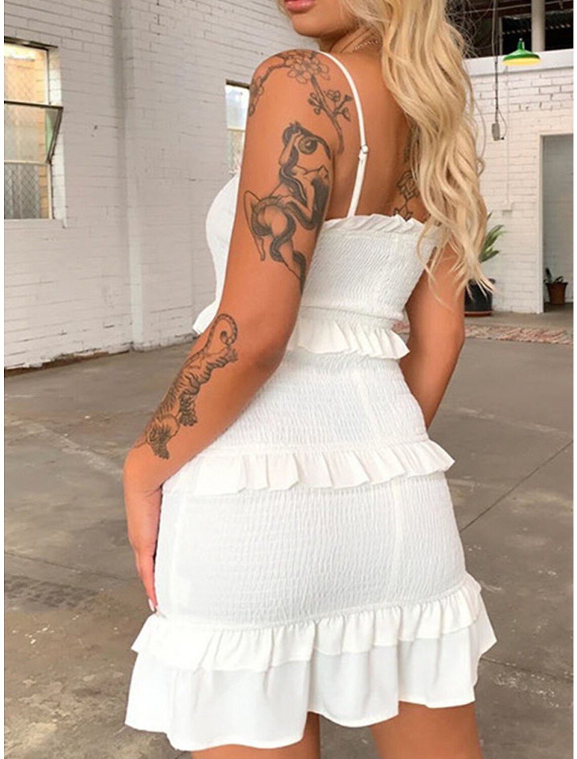 Women's Party Dress Cocktail Dress Wedding Guest Dress Mini Dress Black White Blue Sleeveless Pure Color Ruffle Spring Fall Winter Spaghetti Strap Fashion Winter Dress Wedding Guest Vacation