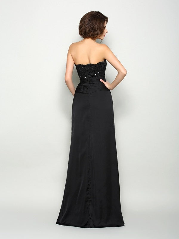 A-Line/Princess Strapless Beading Sleeveless Long Chiffon Mother of the Bride Dresses