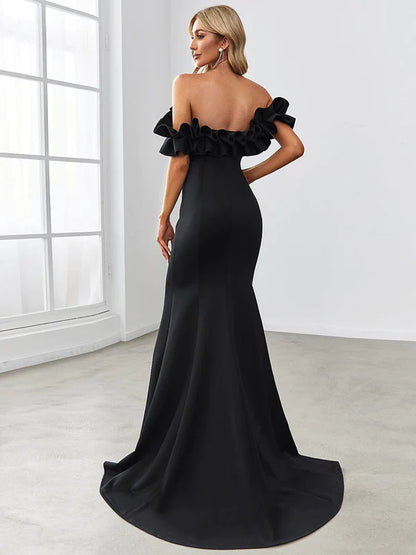 Off the Shoulder A Line Mermaid Maxi Evening Gown