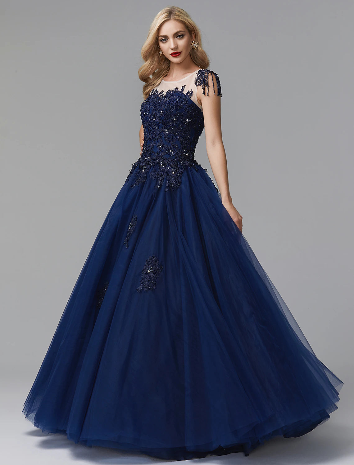 Ball Gown Prom Dresses Sparkle Dress Quinceanera Prom Chapel Train Long Sleeve Off Shoulder Satin with Beading Appliques