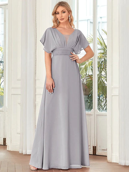 Women's A-Line Empire Waist Maxi Chiffon Evening Dress