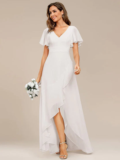 Charming Chiffon Bridesmaid Dress with Lotus Leaf Hemline