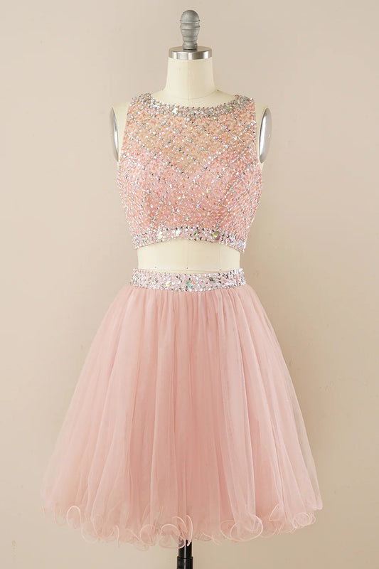 Blush Beading Short Homecoming Dress