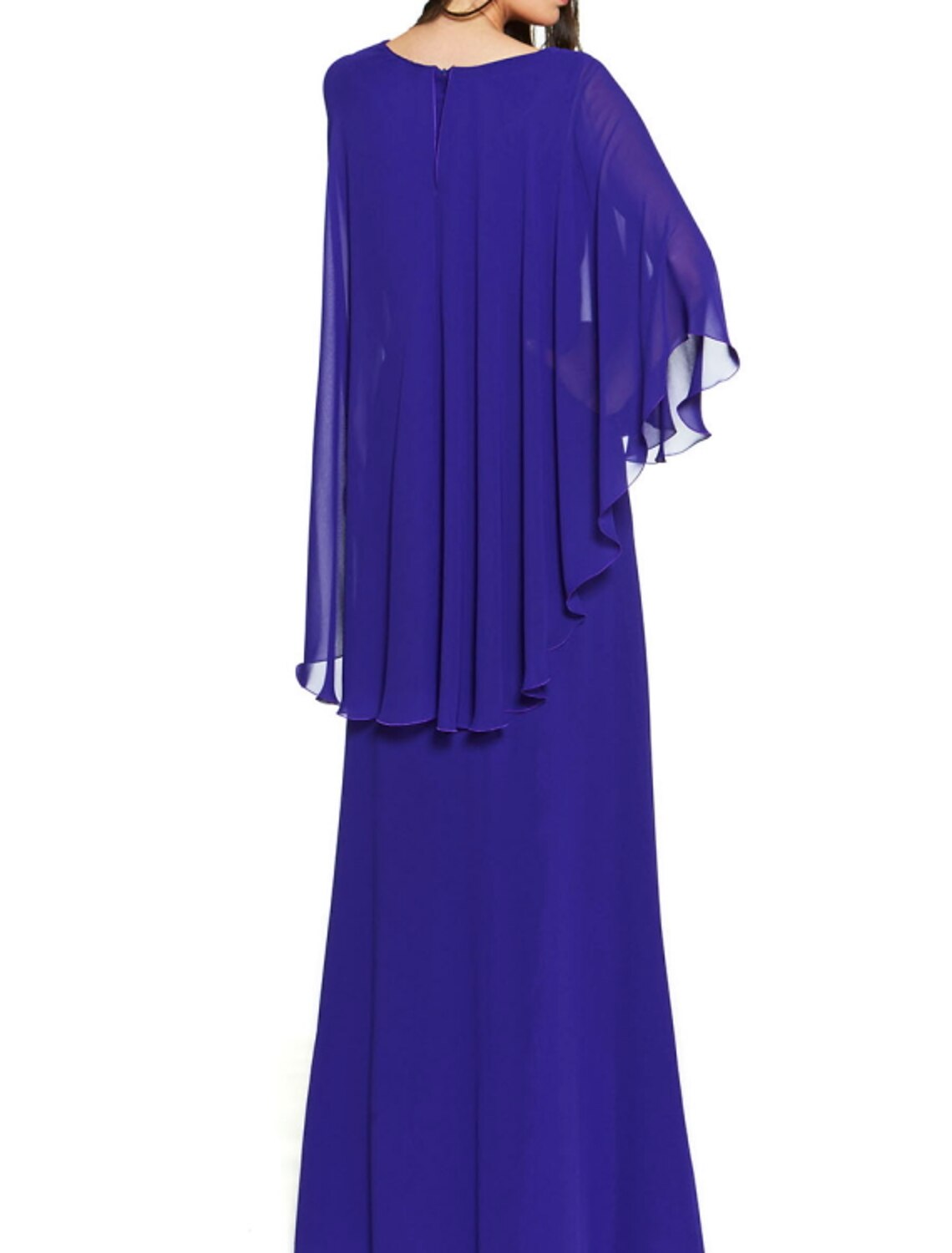 Sheath / Column Mother of the Bride Dress Elegant Jewel Neck Floor Length Chiffon Half Sleeve with Tier