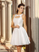 A-Line/Princess High Neck Sleeveless Short Taffeta Cocktail Dresses