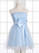 A-Line/Princess Tulle Bowknot Strapless Sleeveless Short/Mini Dresses