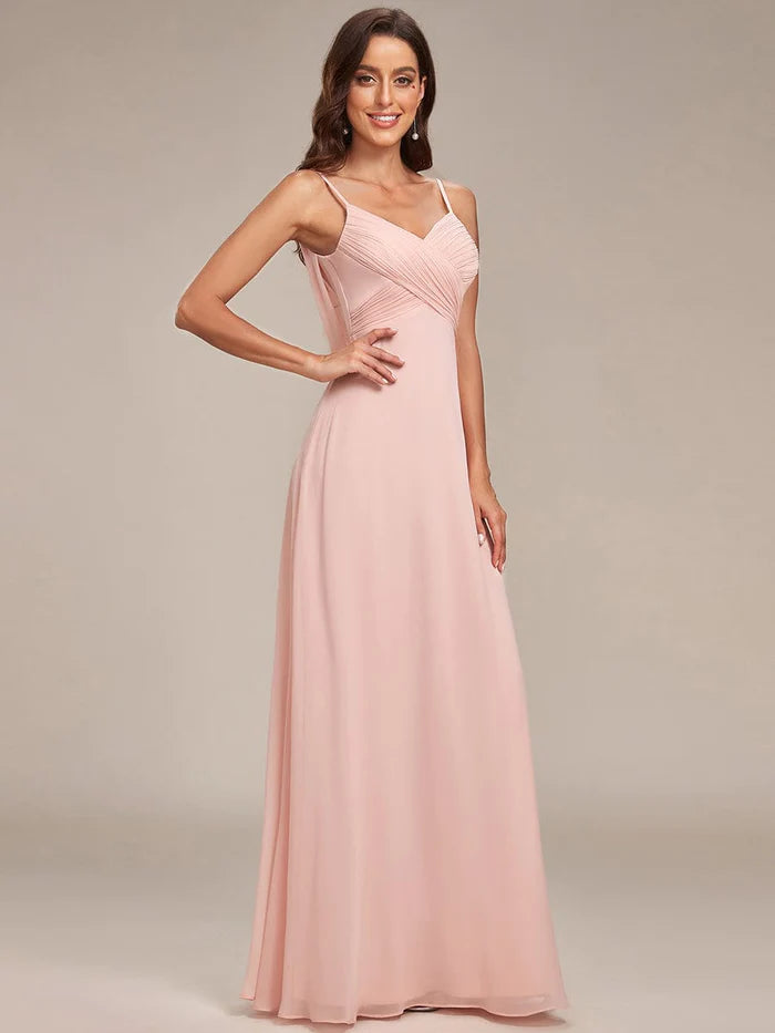 Cross V-Neck Chiffon Backless A-Line Bridesmaid Dress/Evening Dresses