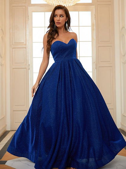 A-Line/Princess Ruffles Sweetheart Sleeveless Floor-Length Dresses