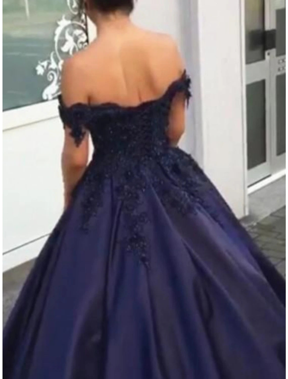 Ball Gown Luxurious Sparkle Quinceanera Prom Dress Off Shoulder Sleeveless Floor Length Lace with Appliques