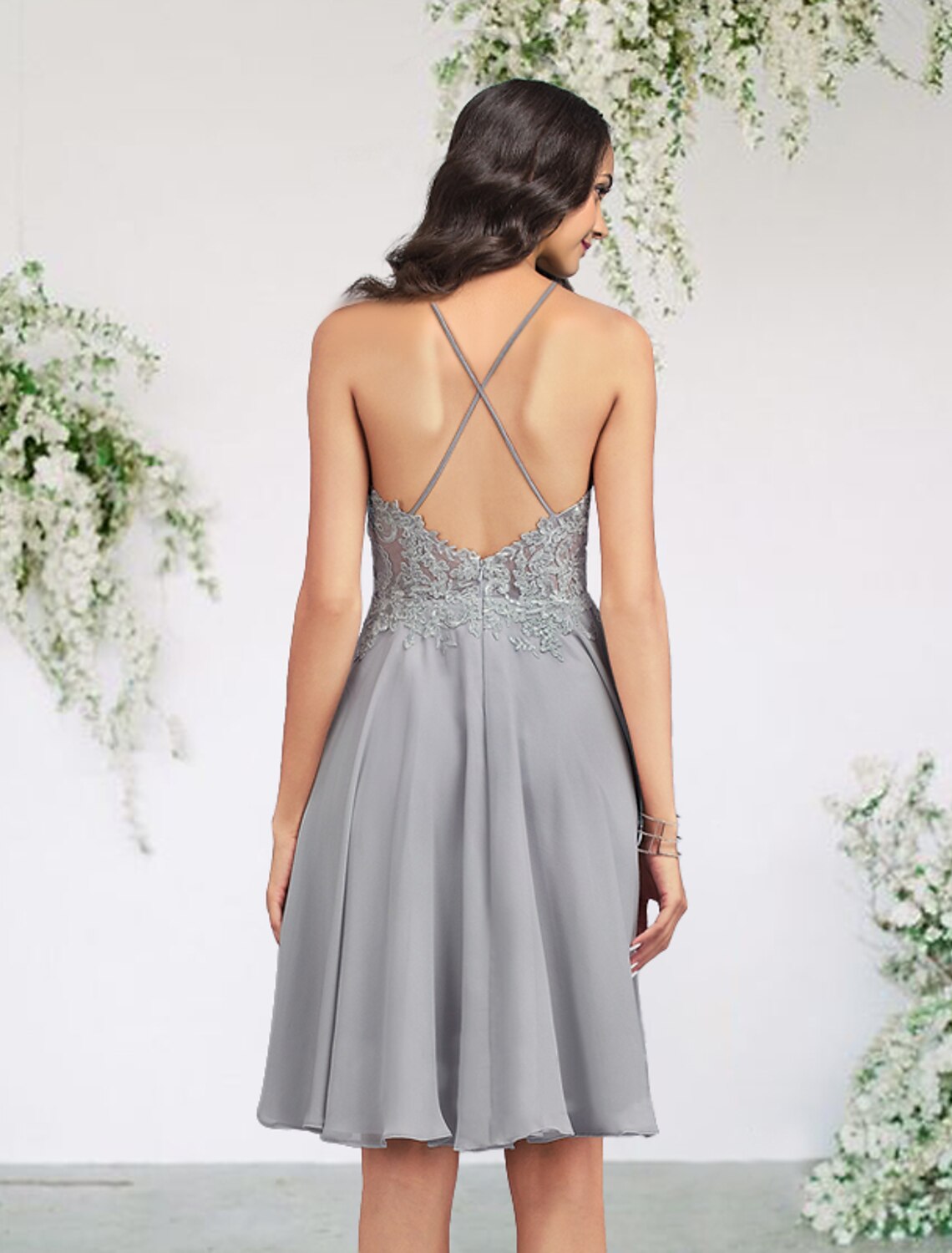 A-Line Bridesmaid Dress Jewel Neck Sleeveless Elegant Short / Mini Chiffon / Lace / Tulle with Pleats / Appliques