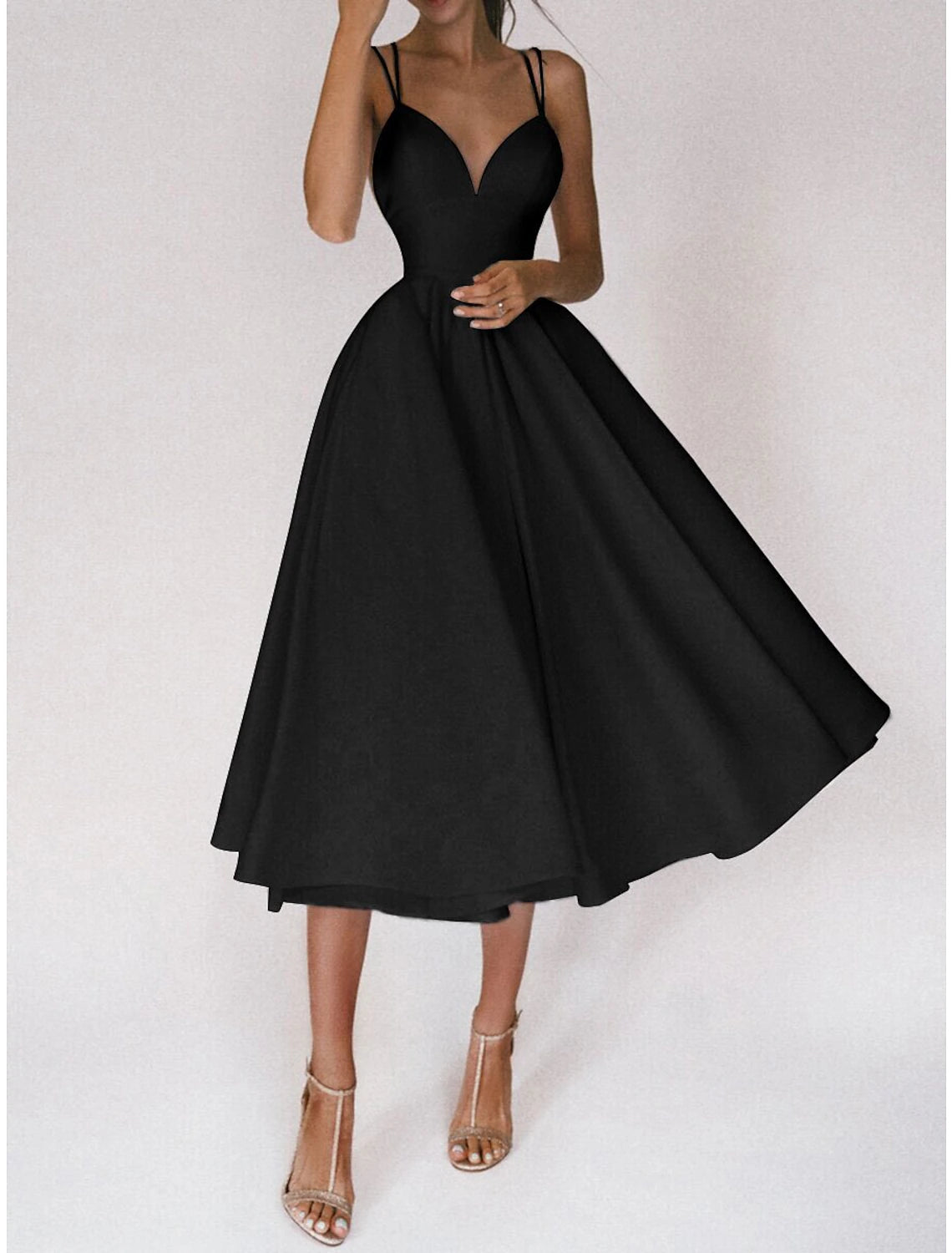 Women's Little Black Dress Cocktail Dress Party Dress Dress Midi Dress Light Pink White Sleeveless Ruched Fall Winter Spaghetti Strap Fashion Winter Dress Birthda