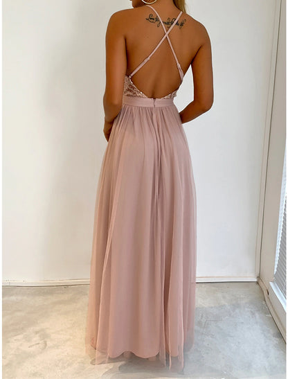 Women's Sequin Dress Party Dress Cocktail Dress Long Dress Maxi Dress Champagne Wine Green Sleeveless Plain Sequins Spring Fall Winter Spaghetti Strap Party Winter Dress Wedding Guest Birthday