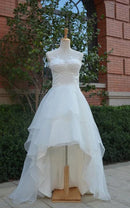 Buyishang Sweetheart Lace-Up Back High-Low Chiffon Wedding Dress With Ruffles And Tiers