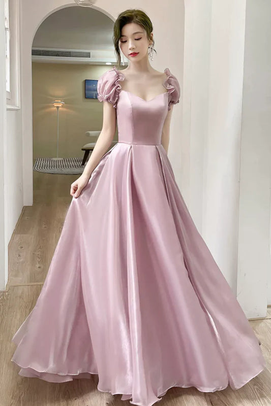 Lovely Soft Pink Floor Length Party Dress Tulle A-Line Evening Prom Dress