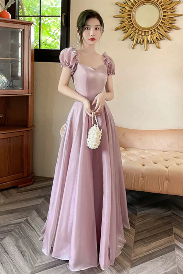 Lovely Soft Pink Floor Length Party Dress Tulle A-Line Evening Prom Dress