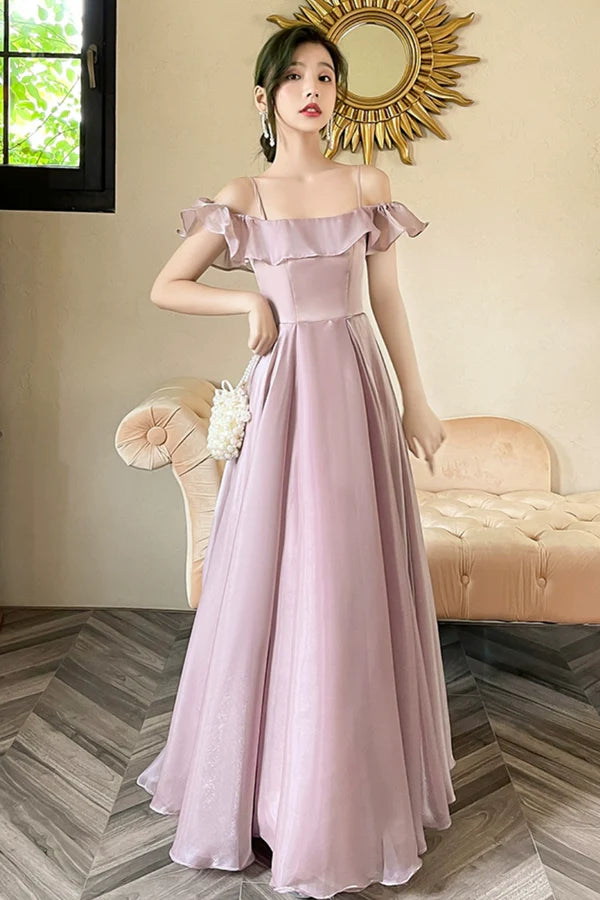 Lovely Soft Pink Floor Length Party Dress Tulle A-Line Evening Prom Dress