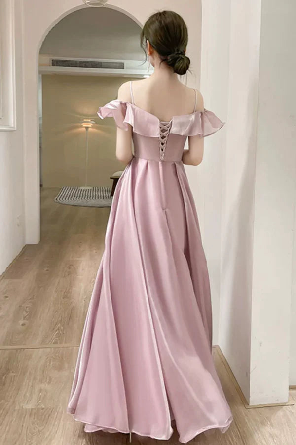 Lovely Soft Pink Floor Length Party Dress Tulle A-Line Evening Prom Dress