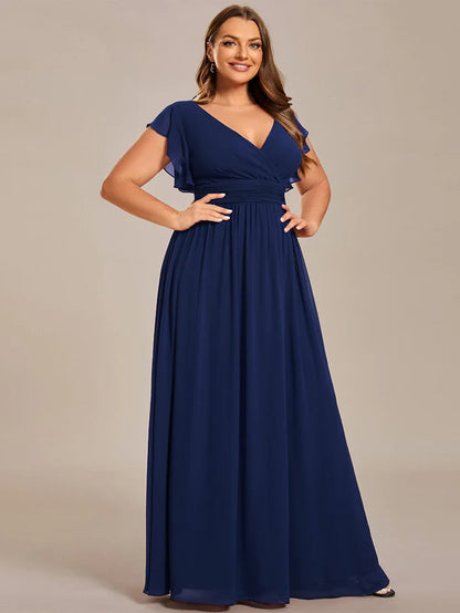 Plus Size Chiffon Pleated A-Line Back Cutout Bridesmaid Dress/Prom  Dresses